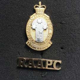 Royal Australian Army Pay Corps Anodised Cap Badge and Shoulder Title