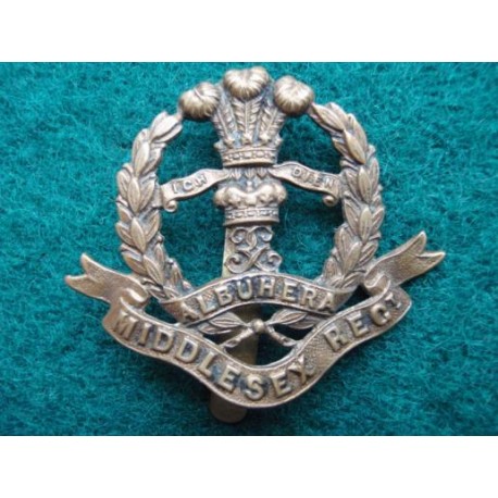 WW1 Economy All Brass Middlesex Regt Cap Badge